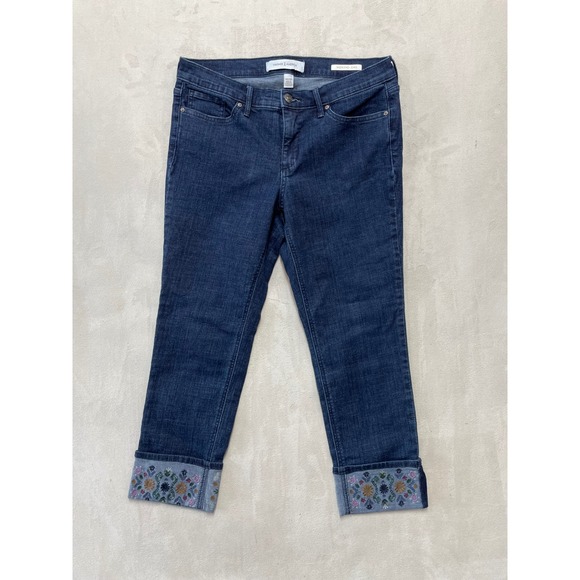 Vintage America Denim - Vintage America Blues Weekend Jean Women 10P Blue Embroidered Cuff Crop Denim